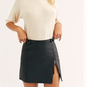 Free People Black Leather Mini Skirt Size 4